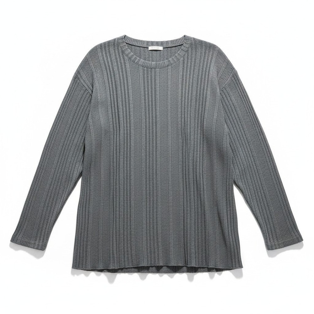 XIEERDUO Womens XL Gray Ribbed Long Sleeve Sweater Top Casual Minimalist